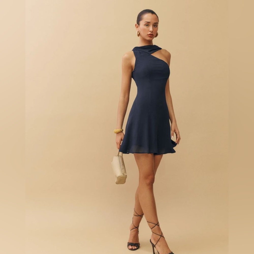 Reformation Rossi Mini Dress Size 8 Navy